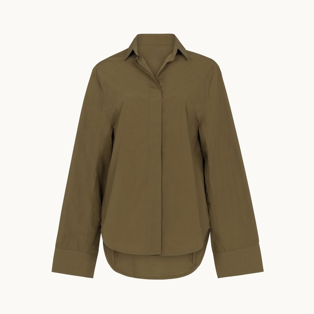 NWT Aexae Cotton Wide Sleeve Shirt in Army Green